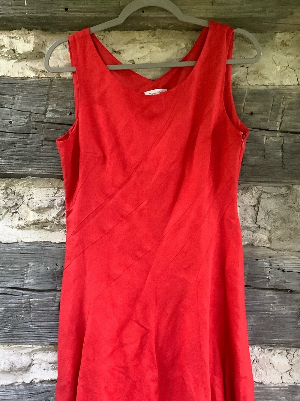 Calvin Klein Coral-Red Sleeveless Midi Dress - Picture 2 of 7
